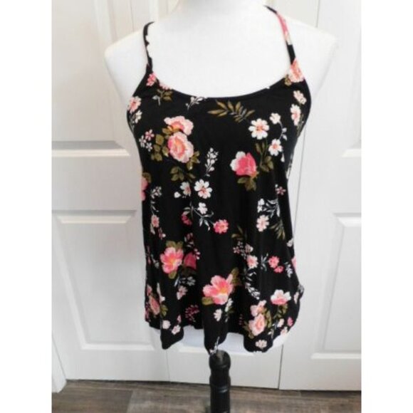 Venus Lascana Small 4-6 Strappy Back Printed Tank top Blk & Pink - Picture 2 of 6